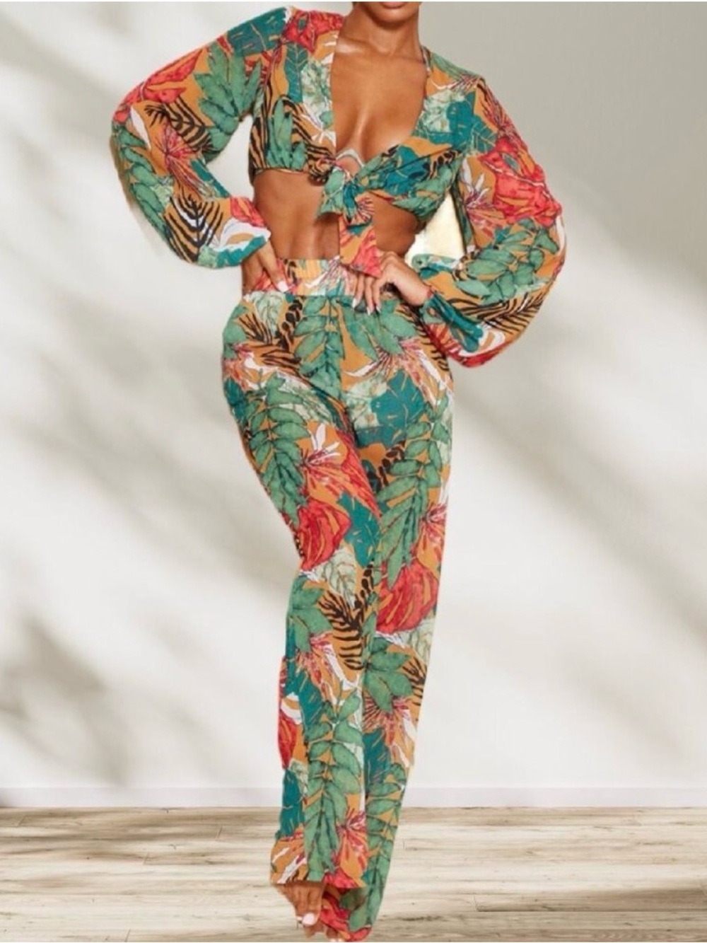Wide leg beach trouser